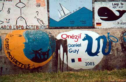 Onezif - peinture sur le port de Horta (Ile de Faial - Azores / Açores) : tag d'Onézif